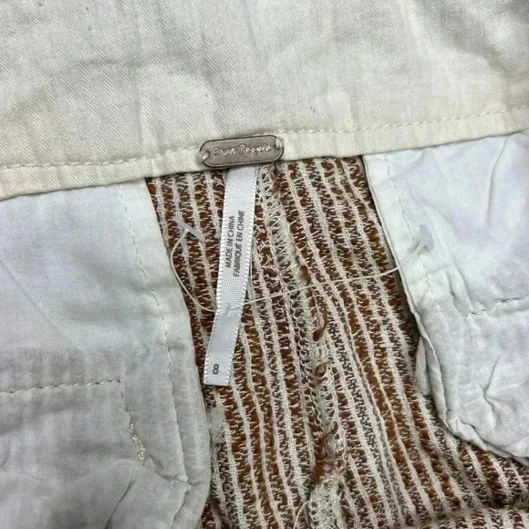 Free People Pants High Rise Tapered Leg Striped Pockets Drawstring Sz 8 - Picture 7 of 11